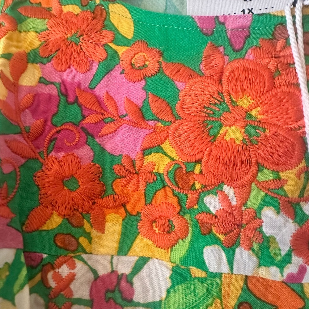 Savanna Jane Boho Mod Floral Flutter Sleeve Top - Embroidered Details - 2X NWT - Picture 5 of 11